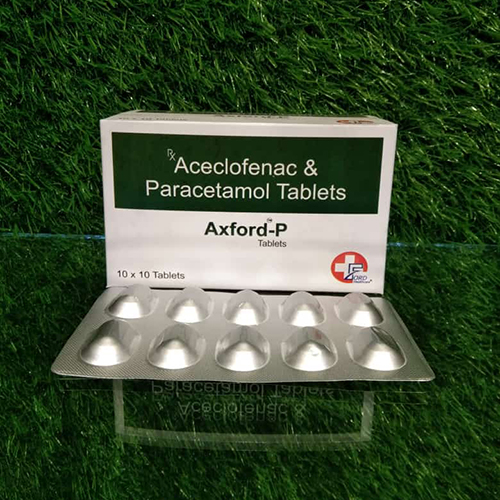 Product Name: Axford P, Compositions of Axford P are Aceclofenac & Paracetamol  Tablets - Crossford Healthcare