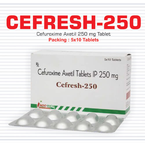 Product Name: Cefresh 250, Compositions of Cefresh 250 are Cefuroxime Axetil Tablets IP 250mg - Pharma Drugs and Chemicals