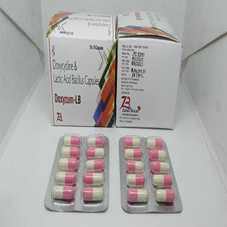 Product Name: Doxyzem LB, Compositions of Doxyzem LB are Doxycycline  & Lactic Acid Bacillus Capsules - Zumax Biocare