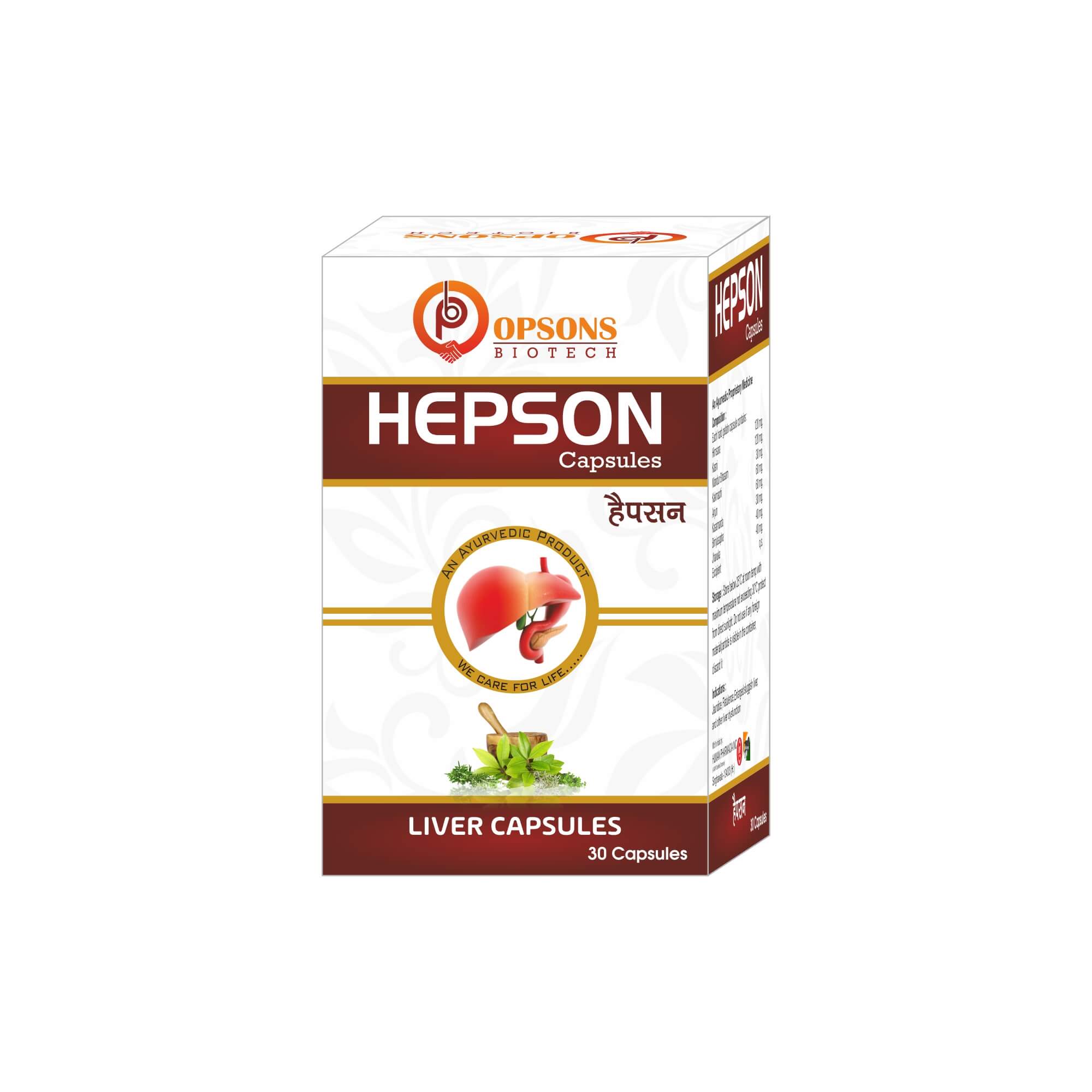 Product Name: Hepson Capsules, Compositions of Hepson Capsules are Liver Capsules - Opsons Biotech