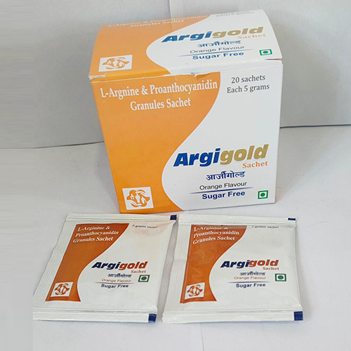 Product Name: Argigold, Compositions of Argigold are L-arginine and Proanthocyanidin Granules Sachet - Jonathan Formulations