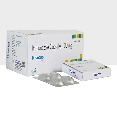 Product Name: ITRACOS 100, Compositions of ITRACOS 100 are Itraconazole Capsules 100mg - Mediquest Inc