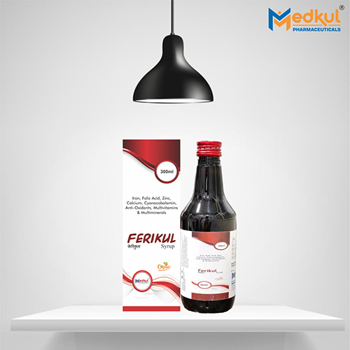 Product Name: Ferikul, Compositions of Ferikul are Iron,Folic acid,Zinc,Calcium,Cyanocobalamin,Anti-Oxidant,Multivitamins & Multiminirals - Medkul Pharmaceuticals