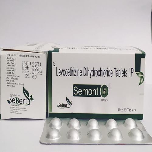Product Name: Semont 5, Compositions of Semont 5 are Levocetrizine Dihydrochloride Tablets IP - Sebert Lifesciences