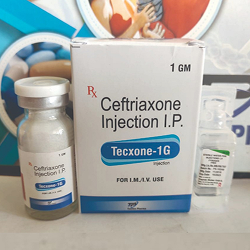 Product Name: TECXONE 1G, Compositions of TECXONE 1G are Ceftriaxone Injection IP - Tecnex Pharma