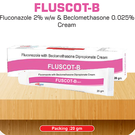 Product Name: Fluscot B, Compositions of Fluscot B are Fluconazole 2% w/w &  Beclomethasone 0.025% cream - Scothuman Lifesciences