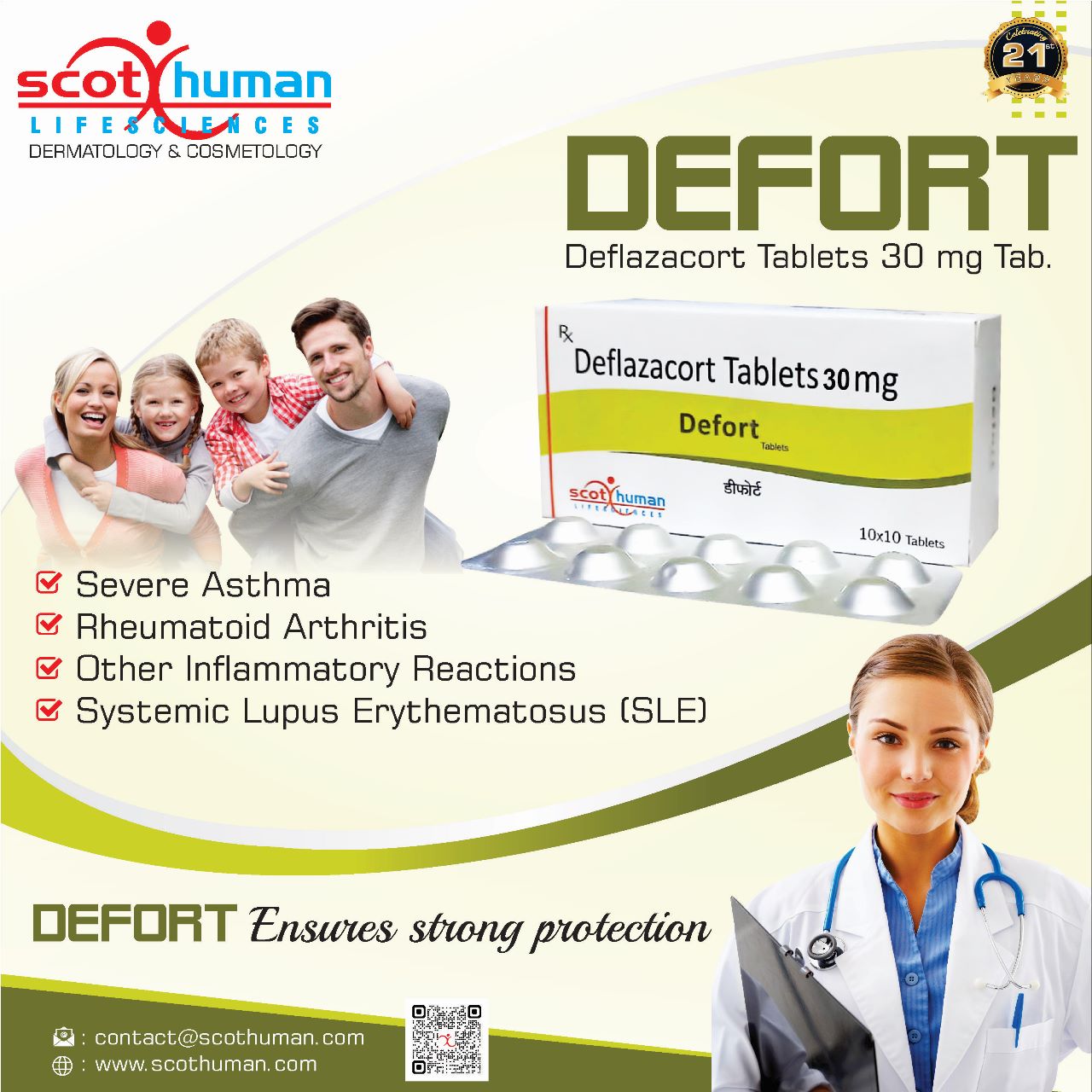 Product Name: Defart, Compositions of Defart are Daflazacort Tablets 30 mg - Pharma Drugs and Chemicals