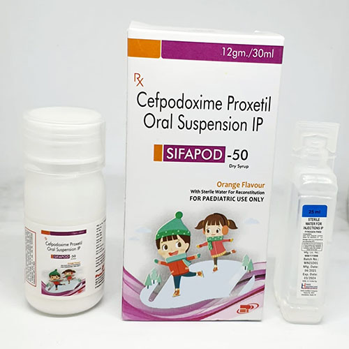 Product Name: Sifapod 50, Compositions of Sifapod 50 are Cefpodoxime Proxtil Oral Suspension IP - Pride Pharma