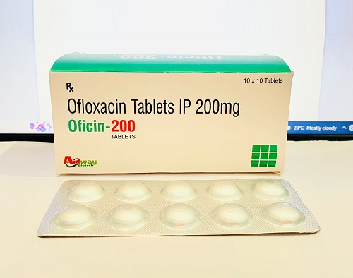 Product Name: Oficin 200, Compositions of Oficin 200 are Ofloxacin Tablets IP 200 mg - Aidway Biotech