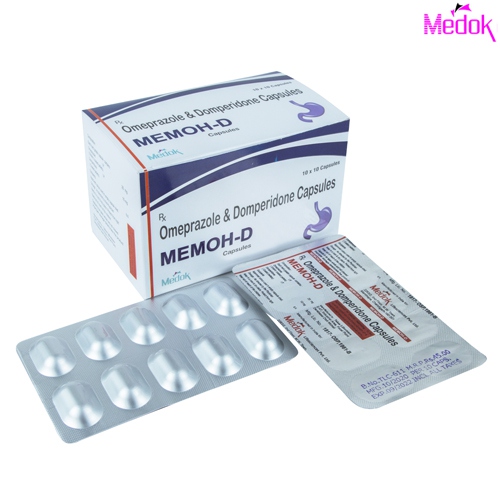 Product Name: Memoh D, Compositions of Memoh D are Omeprazole & Domperidone capsules - Medok Life Sciences Pvt. Ltd
