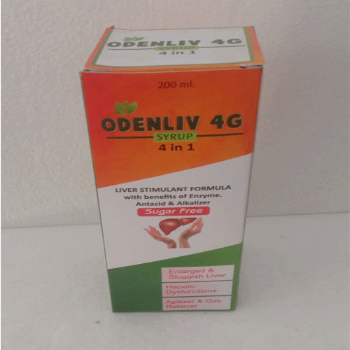Product Name: Odenliv 4G, Compositions of Odenliv 4G are Liver Stimulant Formula with Benefits of Enzyme. antacid & Alkalizer - Denmed Pharmaceutical
