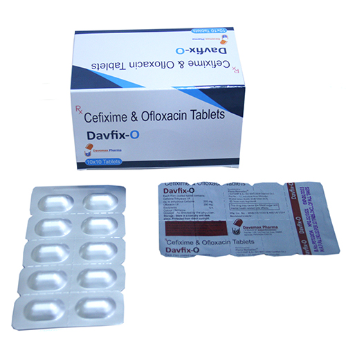 Product Name: Davfix O, Compositions of Davfix O are Cefixime & Ofloxacin Tablets - Davemax Pharma