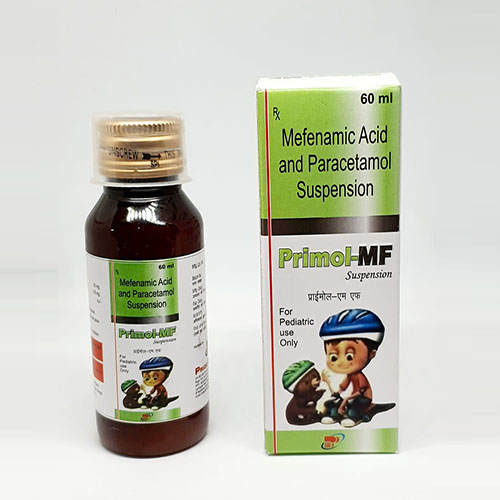 Product Name: Primol MF, Compositions of Primol MF are Mefenamic Acid & Paracetamol Suspension - Pride Pharma