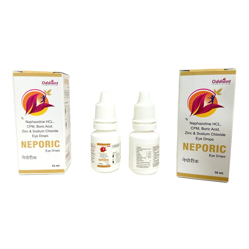 Product Name: Neporic, Compositions of Neporic are Naphazoline HCL CPM, Bonc Acid Zinc & Sodium Chlonde Eye Drops - Oddiant Formulations