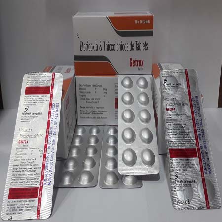 Product Name: Getrox, Compositions of Getrox are Etoricoxib & Thiocolchicoside Tablets - NG Healthcare Pvt Ltd
