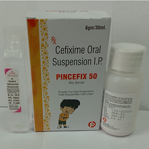 Product Name: Pincefix 50, Compositions of Pincefix 50 are Cefixime Oral Suspension I.P. - Pinamed Drugs Private Limited