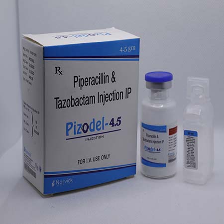 Product Name: Pizodel 4.5, Compositions of Pizodel 4.5 are Piperacillin and Tazobactam Injection IP - Norvick Lifesciences
