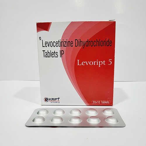 Product Name: Levoript 5, Compositions of Levoript 5 are Levocetirizine Dihydrochloride Tablets IP - Kript Pharmaceuticals