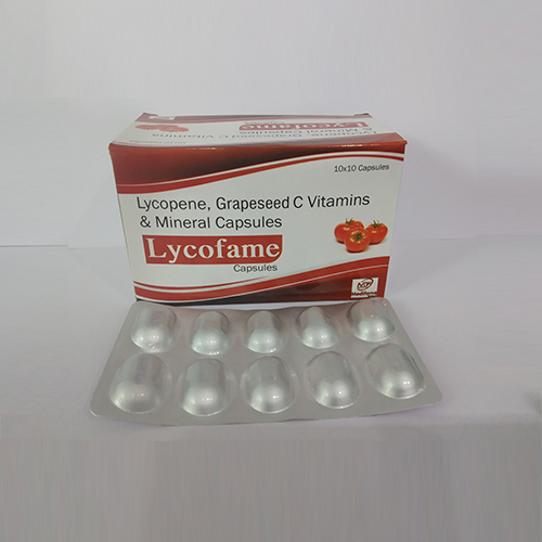 Product Name: Lycofame, Compositions of Lycofame are Lycopene, Grapeseed C Vitamins & Mineral Capsules - Medifame Biotech