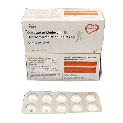 Product Name: Olmezon 20 H, Compositions of Olmezon 20 H are Olmesartan Medoxomil & HydrochlorotiazideTablets IP - Arlak Biotech