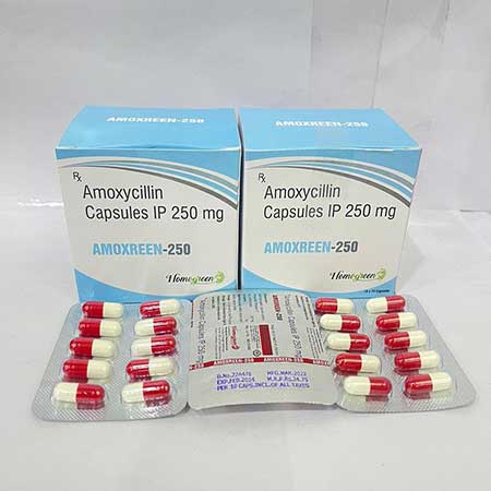 Product Name: Amoxreen 250, Compositions of Amoxreen 250 are Amoxicillin Capsules IP 250 mg - Abigail Healthcare