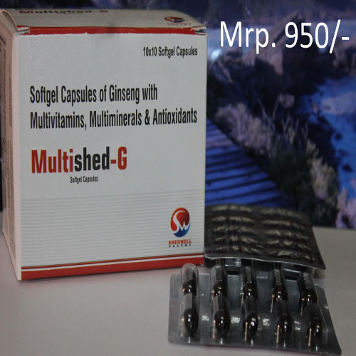 Product Name: Multished G, Compositions of Multished G are Ginseng with Multivitamins & Antioxidents - Shedwell Pharma Private Limited