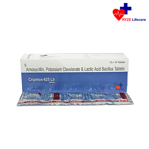 Product Name: Cripmox 625 Lb Tablets , Compositions of Cripmox 625 Lb Tablets  are Amoxycillin, potassium Clavulanate & Lactic Acid Bacilus Tablets  - Ryze Lifecare