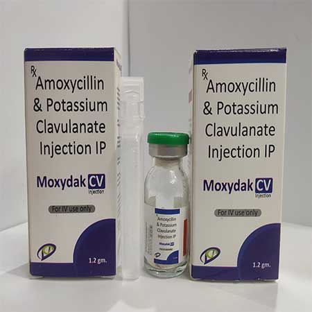 Product Name: Moxydak CV, Compositions of Moxydak CV are Amoxycillin & Potassium Clavulanate Injection IP - Dakgaur Healthcare