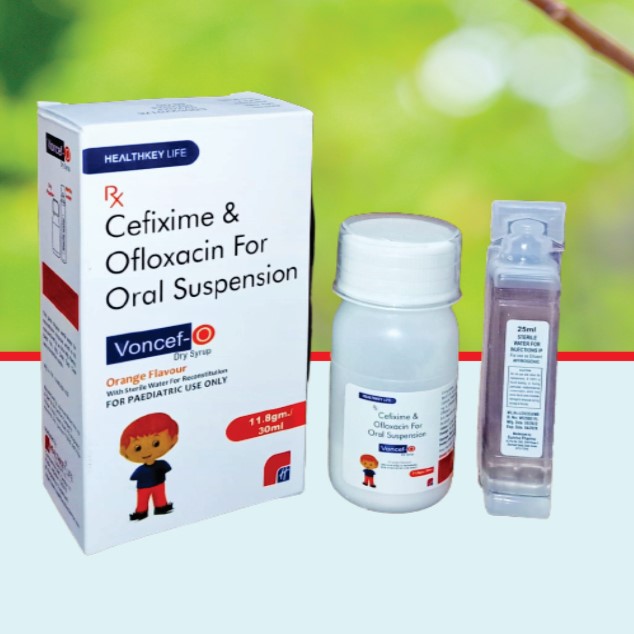Product Name: Voncef O, Compositions of Voncef O are Cefixime & Ofloxacin For Oral Suspension - Healthkey Life Science Private Limited