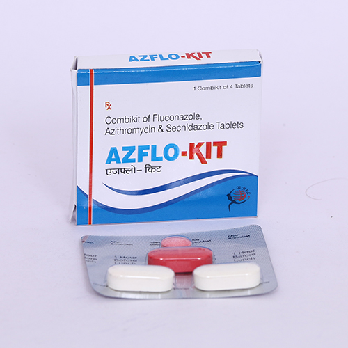 Product Name: AZFLO KIT, Compositions of AZFLO KIT are Combikit of Fluconazole, Azithromycin & Secnidazole Tablets - Biomax Biotechnics Pvt. Ltd
