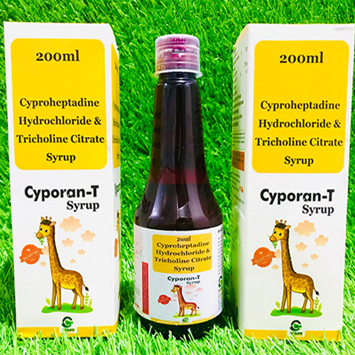 Product Name: Cyporan T, Compositions of Cyporan T are Cyproheptadine, Hydrochloride & Tricholine Citrate - Gvans Biotech Pvt. Ltd