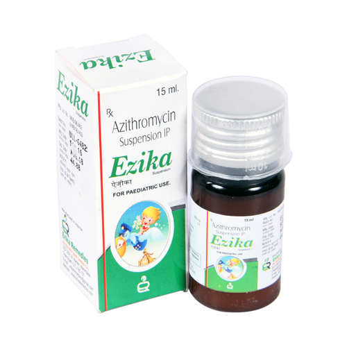 Product Name: Ezika Suspension, Compositions of Ezika Suspension are Azithromycin Suspension IP - Erika Remedies