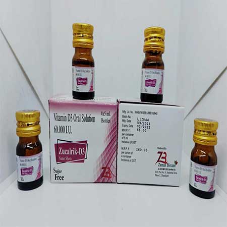 Product Name: Zucalrik D3, Compositions of Vitamin D3 Oral Solution 6000 IU are Vitamin D3 Oral Solution 6000 IU - Zumax Biocare