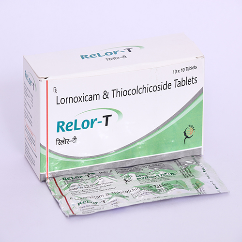Product Name: RELOR T, Compositions of RELOR T are Lornoxicam & Thiocolchicoside Tablets - Biomax Biotechnics Pvt. Ltd