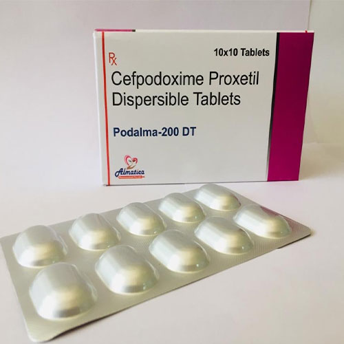 Product Name: Podalma 200 DT, Compositions of Podalma 200 DT are Cefpodoxime Proxetil Dispersible - Almatica Pharmaceuticals Private Limited