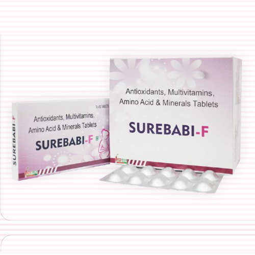 Product Name: Surebabi  F, Compositions of Surebabi  F are Antioxidant ,Multivitamins,Amino Acid & Minerals Tablets - Pharma Drugs and Chemicals