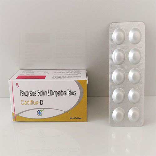 Product Name: Cadiflux D, Compositions of Cadiflux D are Pantaprazole Sodium & Domperidone Tablets - Caddix Healthcare