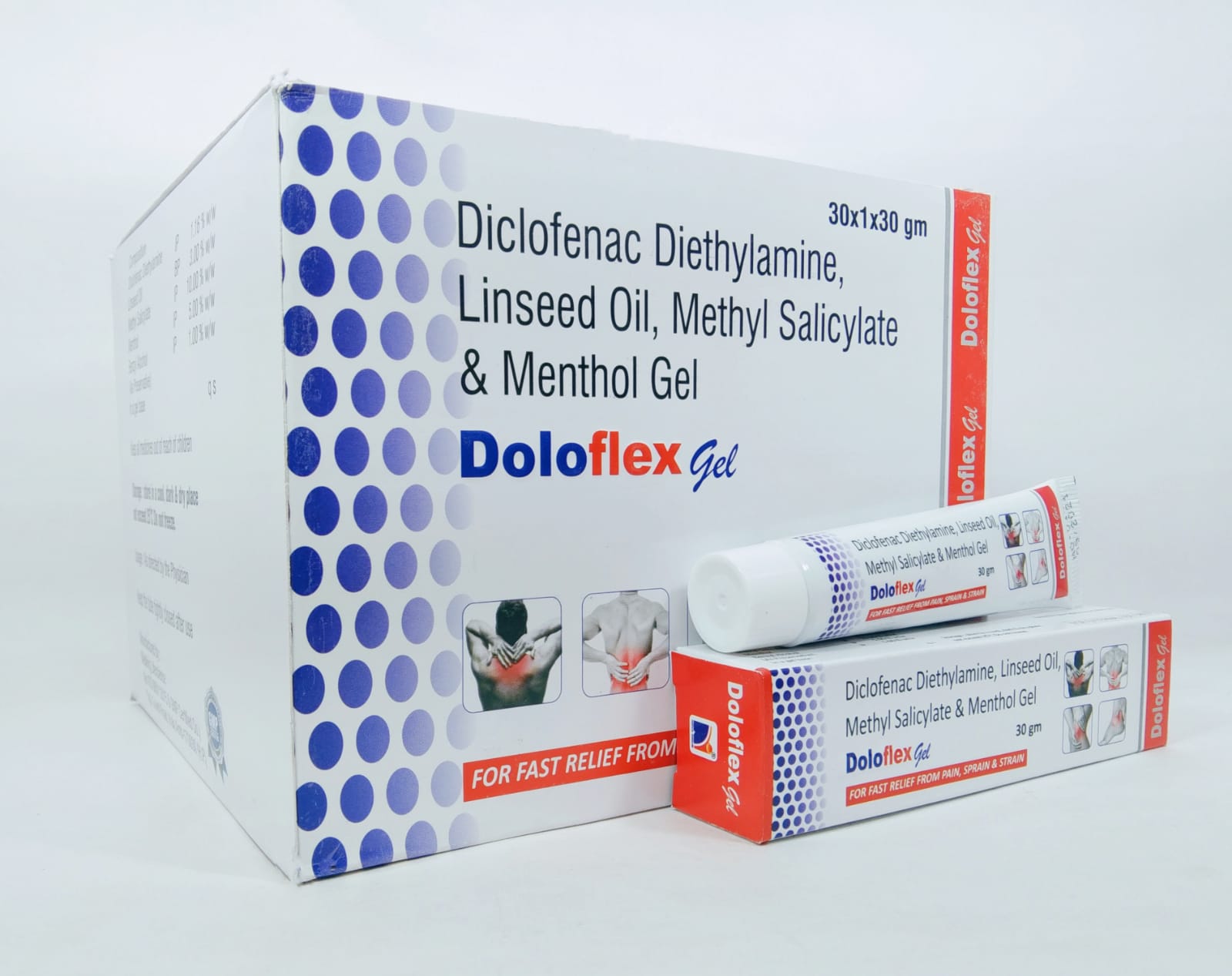 Product Name: Doloflex Gel, Compositions of Doloflex Gel are Diclofenac  Diethylamine,Linseed Oil,Methyl Salicylate & Menthol Gel - Nova Indus Pharmaceuticals