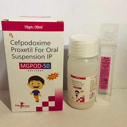 Product Name: Mgpod 50, Compositions of Mgpod 50 are Cefpodoxime Proxetill IP 50 mg 5mlWith distil  water - MediGrow Lifesciences