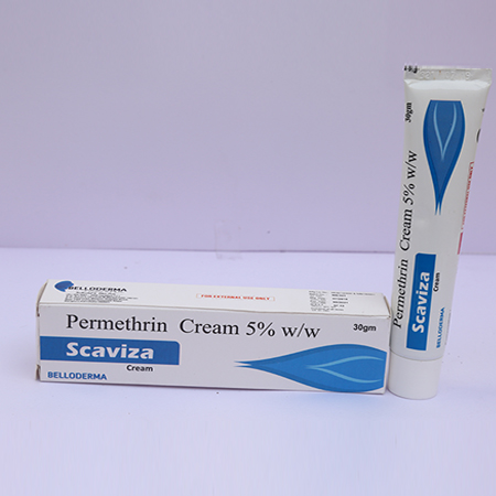Product Name: Scaviza, Compositions of Scaviza are Permethrin Cream 5% w/w - Eviza Biotech Pvt. Ltd