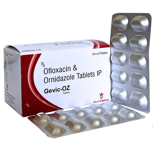 Product Name: Gevic OZ, Compositions of Gevic OZ are Ofloxacin and OrnidazoleTablets IP - Glenvox Biotech Private Limited