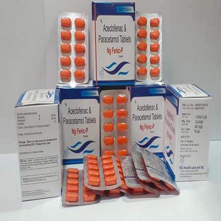 Product Name: Ng Fenic p, Compositions of Ng Fenic p are Aceclofenac & Paracetamol Tablets - NG Healthcare Pvt Ltd
