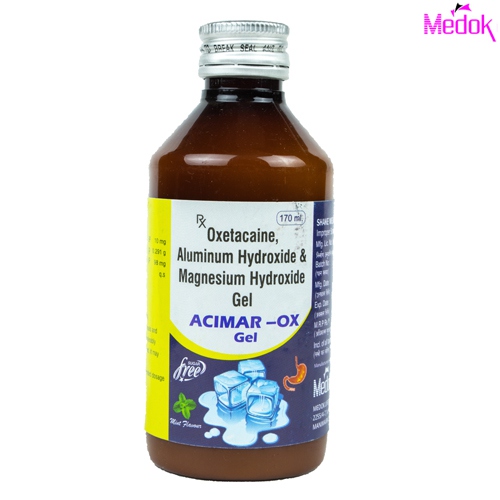 Product Name: Acimar OX gel, Compositions of Acimar OX gel are Oxetacaine aluminum hydroxide & magnesium hydroxide gel - Medok Life Sciences Pvt. Ltd