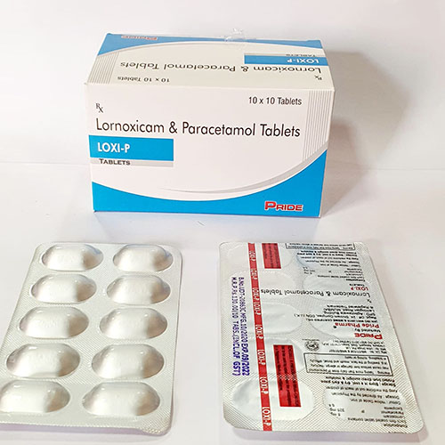 Product Name: Loxi P, Compositions of Loxi P are Lornoxicam & Paracetamol Tablets - Pride Pharma