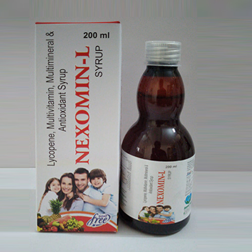 Product Name: Nexomin L, Compositions of Nexomin L are Lycopene, Multivitamin ,Multiminerals & Antioxidant Syrup - Aman Healthcare