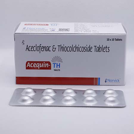 Product Name: ACEQUIN H, Compositions of ACEQUIN H are Aceclofenac and Thiocolchicoside Tablets - Norvick Lifesciences