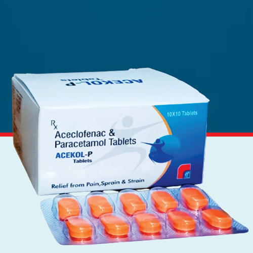 Product Name: ACEKOL P, Compositions of ACEKOL P are Acelofenac & Paracetamol Tablets  - Healthkey Life Science Private Limited