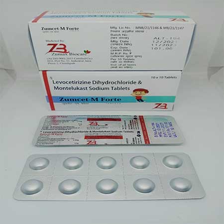 Product Name: Zumset M Forte, Compositions of Zumset M Forte are Levocetirizine Dihydrochloride & Montelukast Sodium Tablets - Zumax Biocare