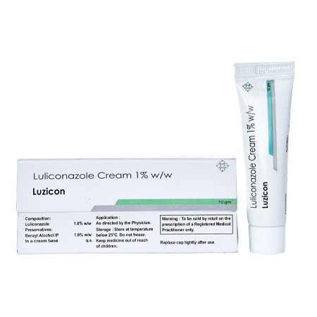 Product Name: LUZICON, Compositions of LUZICON are Luliconazole Cream 1% w/w - Cista Medicorp