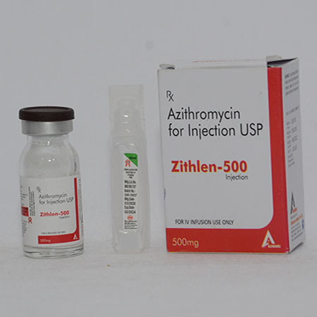 Product Name: ZITHLEN 500, Compositions of ZITHLEN 500 are Azithromycin for Injection USP - Alencure Biotech Pvt Ltd